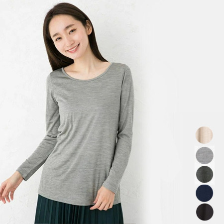 シルク100％ ジャージー シンプルTシャツ 長袖 日本製