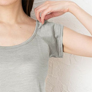 シルク100％ ジャージー 汗取りインナー 脇汗パッド付き フレンチ袖
