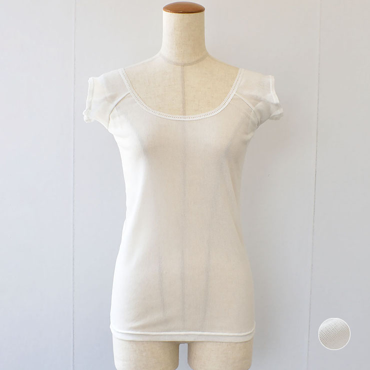 シルクの脇汗パッド付き サラチュール 汗取りインナー 普通丈 日本製