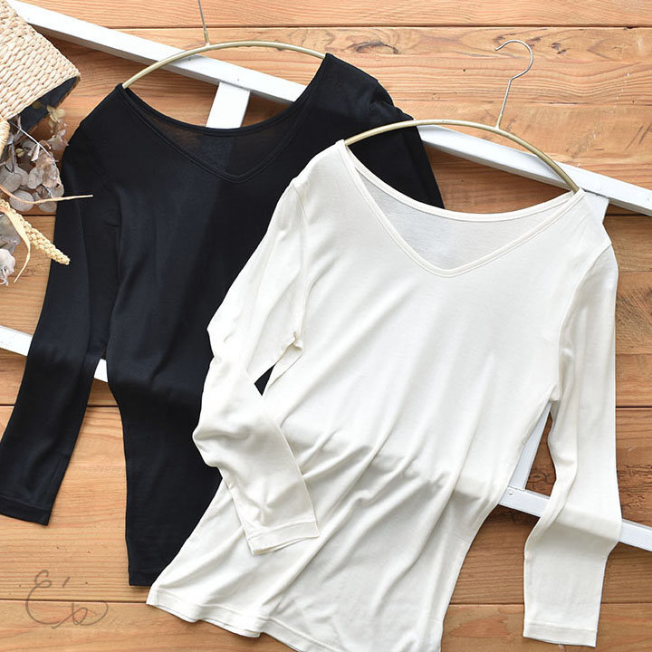 シルク100％ インナー 長袖 2way仕様 日本製【ふわ肌シルク】