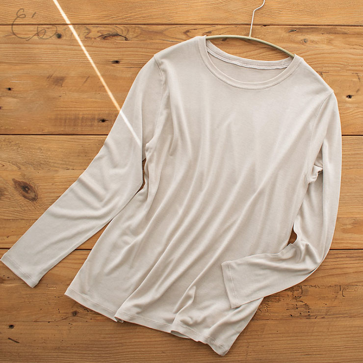 シルク100％ 長袖 インナー 日本製【ふわ肌シルク】