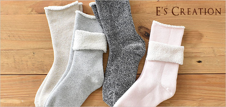 ふかふか裏パイル コットン ソックス 日本製 肌側綿100％