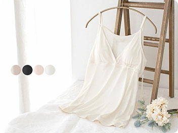 シルク100％ カップ付き カシュクール キャミソール ロング丈 日本製【ふわ肌シルク】