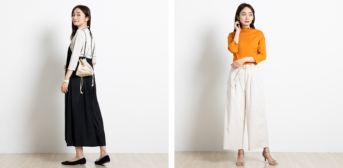 コットンシルク テレコ モックネック 5分袖 インナー