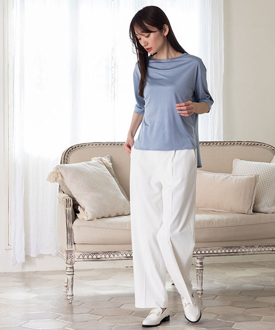 シルク100% 正絹スムース140g 五分袖トップス