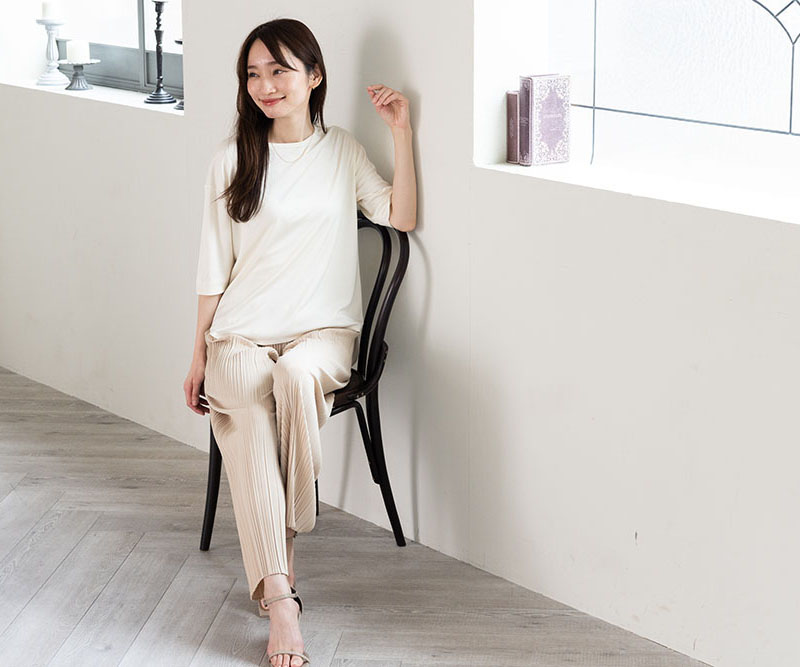 シルク100% 正絹スムース140g 五分袖トップス