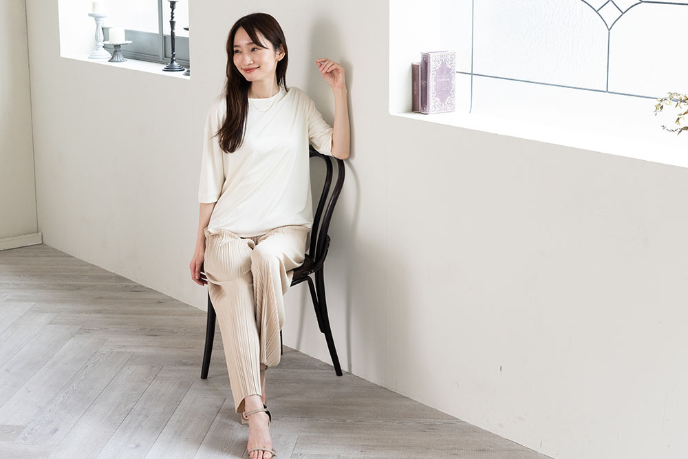 シルク100% 正絹スムース140g 五分袖トップス