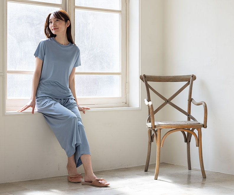 シルク100% 正絹スムース140g クルーネック 半袖Tシャツ