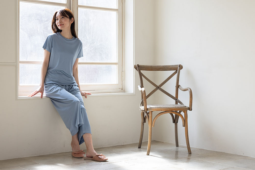 シルク100% 正絹スムース140g クルーネック 半袖Tシャツ