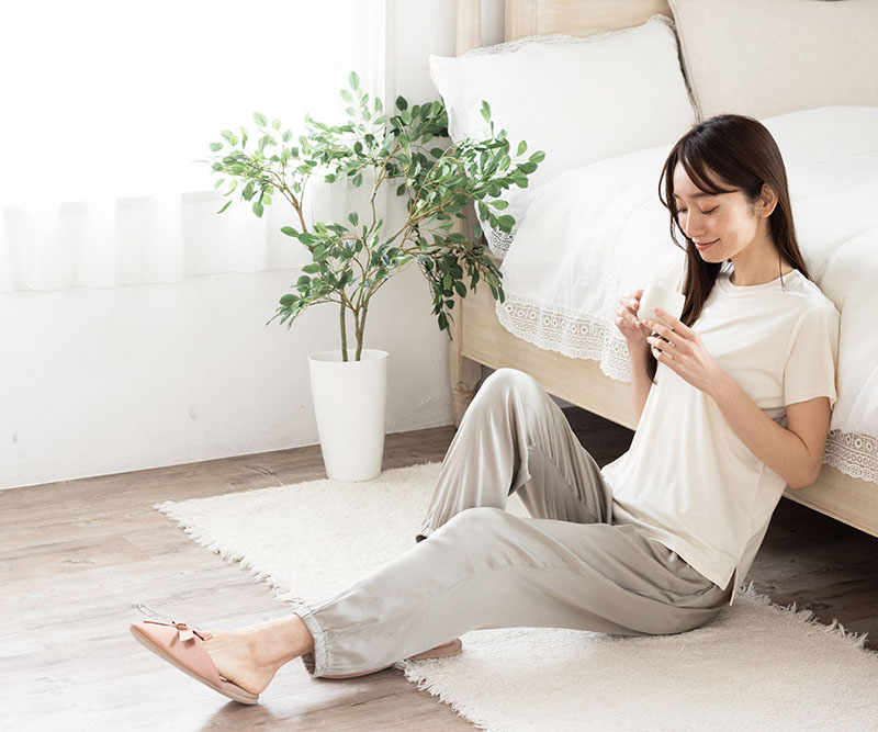 シルク100% 正絹スムース140g クルーネック 半袖Tシャツ