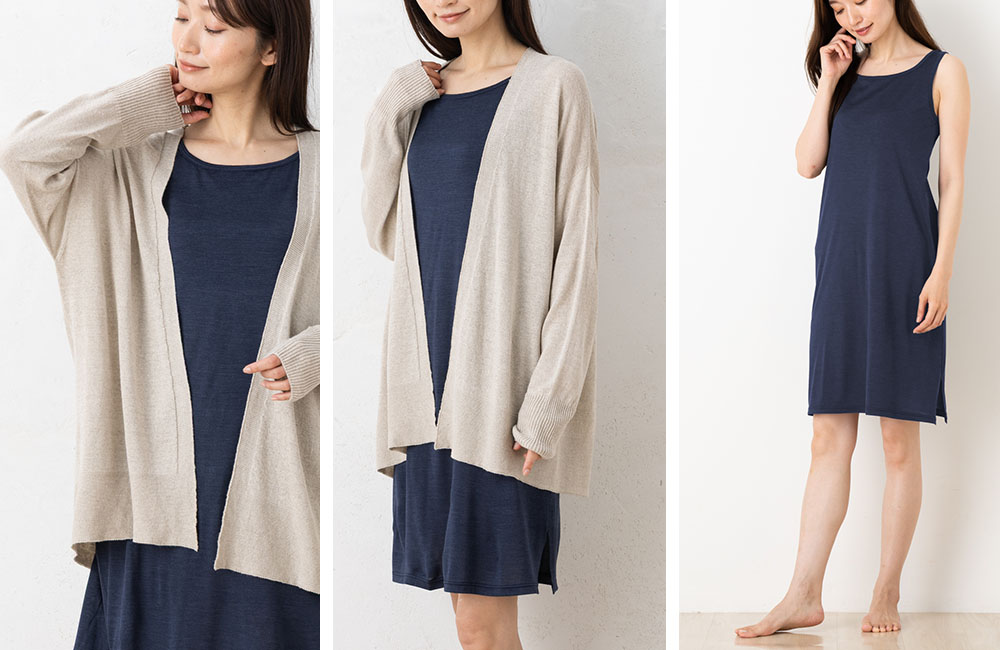 シルク100% ソフトジャージー カップ付き タンクスリップ ゆるラク 日本製 ウォッシャブル加工