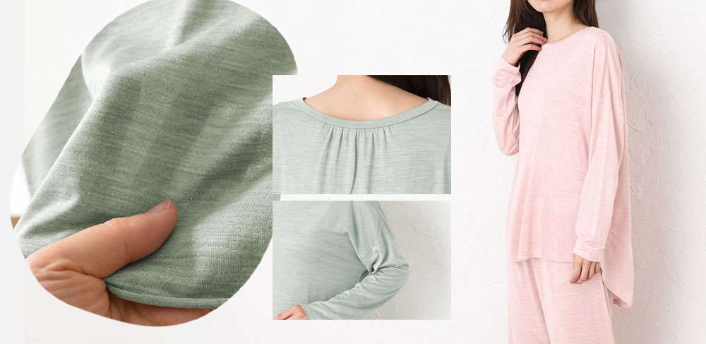 シルク100% ソフトジャージー パジャマ 上下セット ゆったりデザイン 日本製