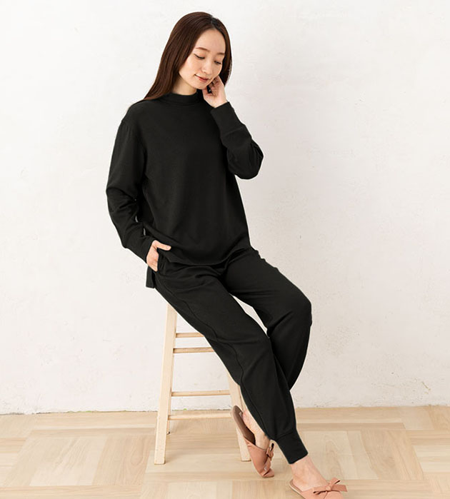 ふんわり裏起毛 シルク パジャマ 上下セット