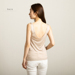シルク100% カップ付き タンクトップ 背中開き インナー 日本製 ゆるラク