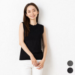 シルク100％ ジャージー カップ付き タンクトップ クルーネック ゆるラク 日本製
