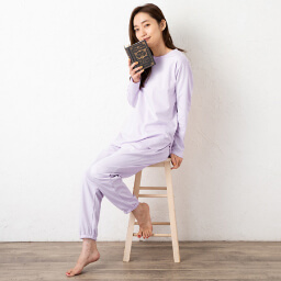 肌側シルク パジャマ 上下セット 日本製 外側コットン 長袖 トップスとジョガーパンツ