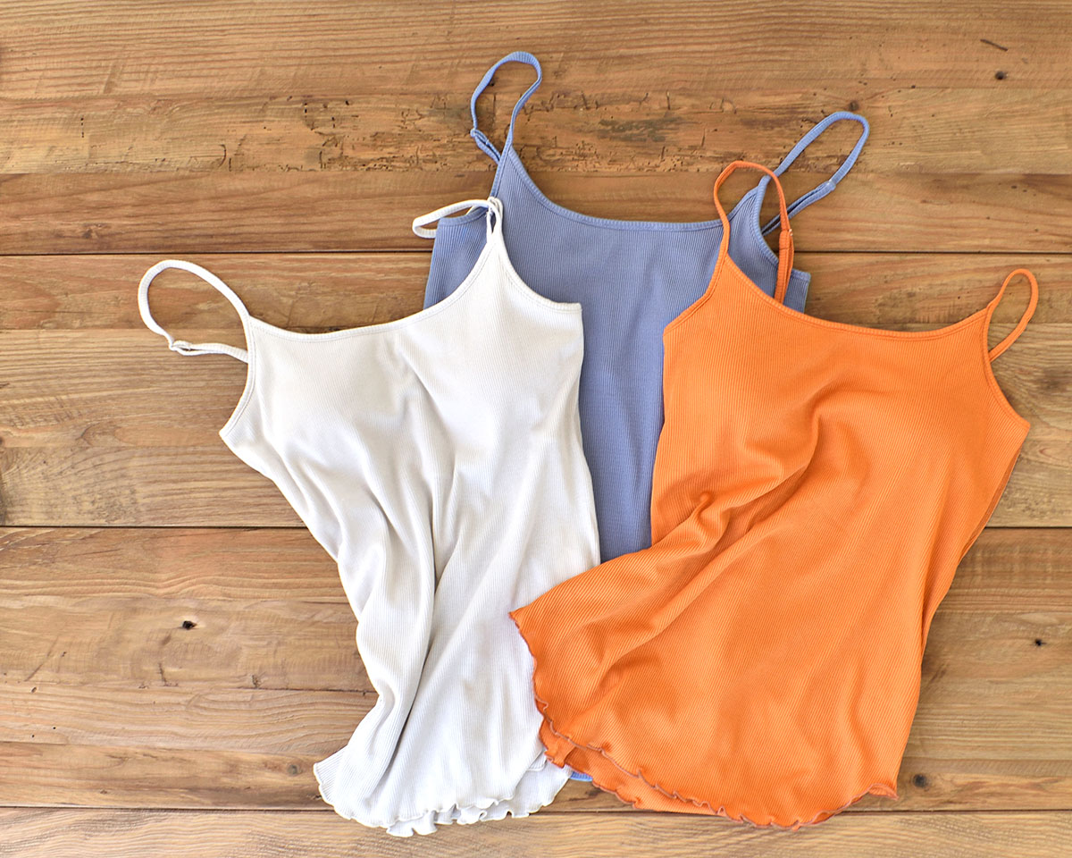 コットンシルク テレコ カップ付きキャミソール