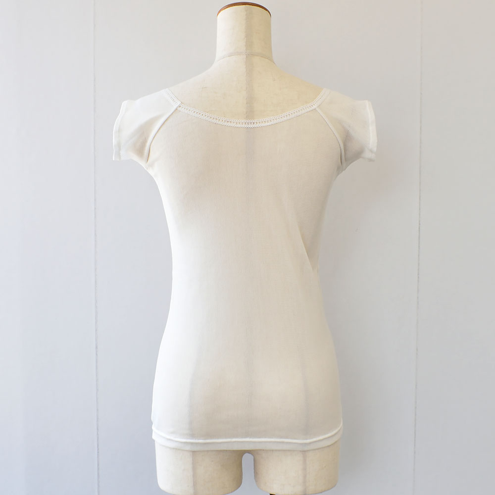 シルクの脇汗パッド付き サラチュール 普通丈 汗取りインナー 日本製