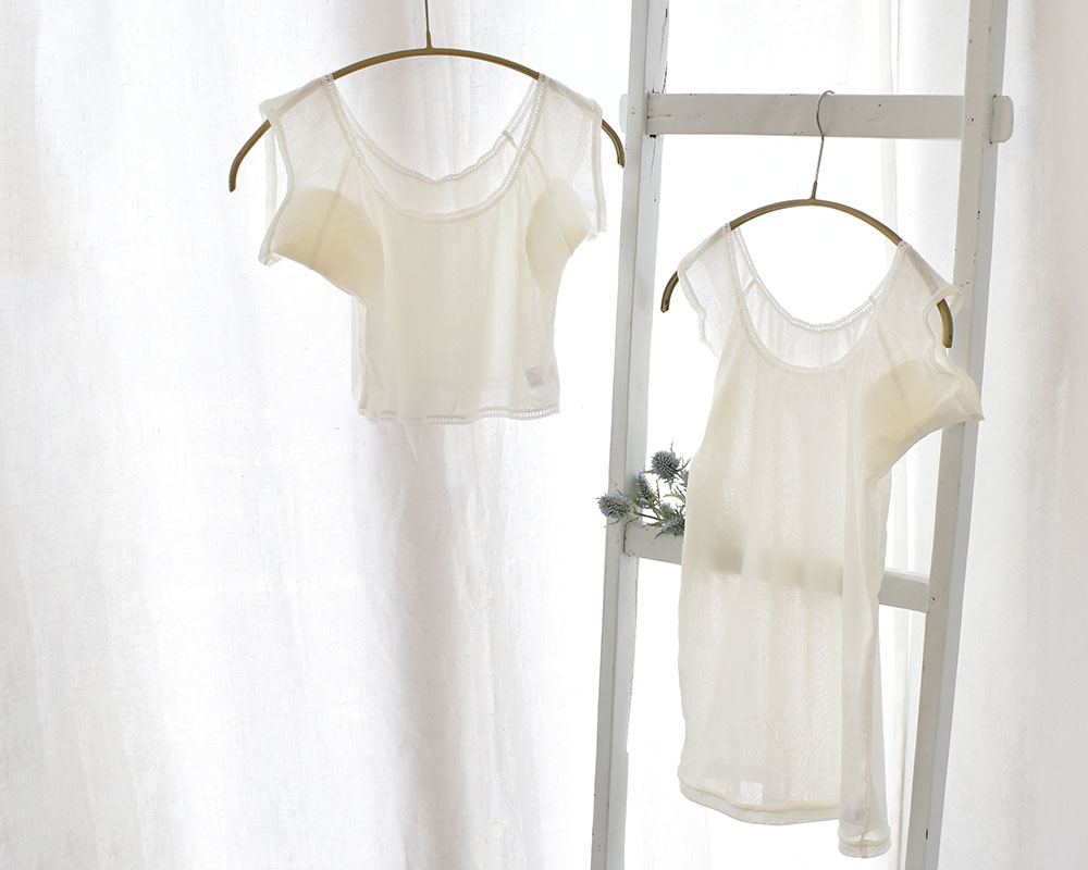 シルクの脇汗パッド付き サラチュール ショート丈 汗取りインナー 日本製