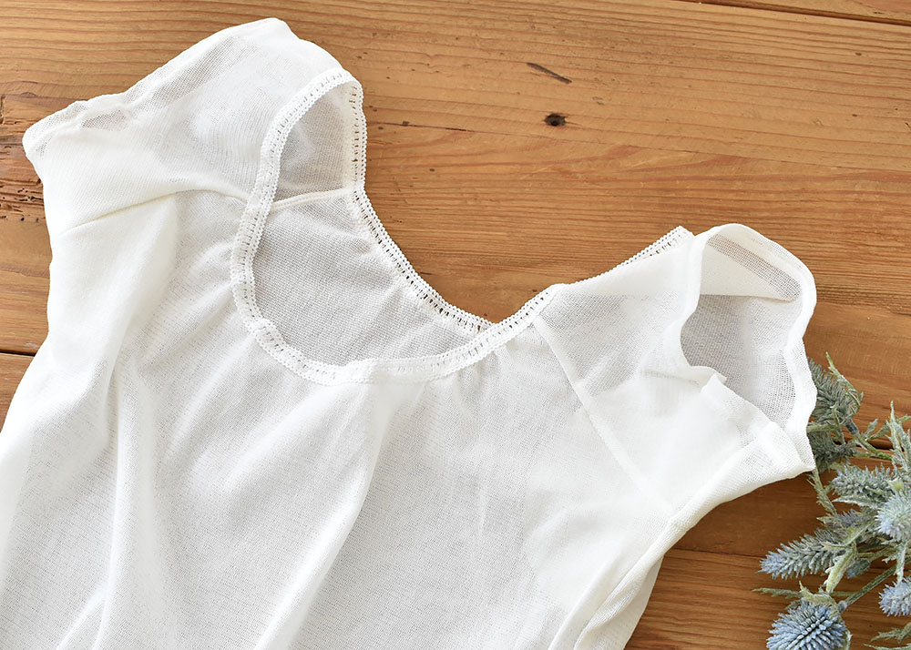 シルクの脇汗パッド付き サラチュール 普通丈 汗取りインナー 日本製