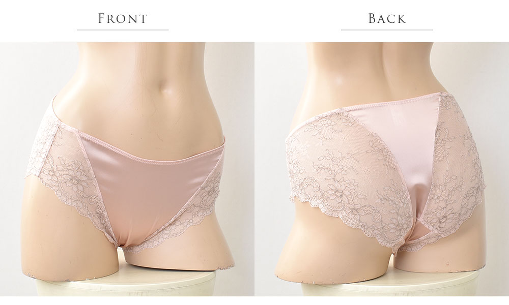 シルクサテン レース付きショーツ 日本製