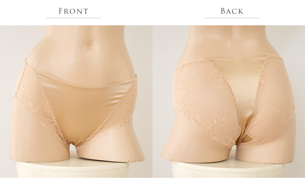 シルクサテン レース付きショーツ 日本製