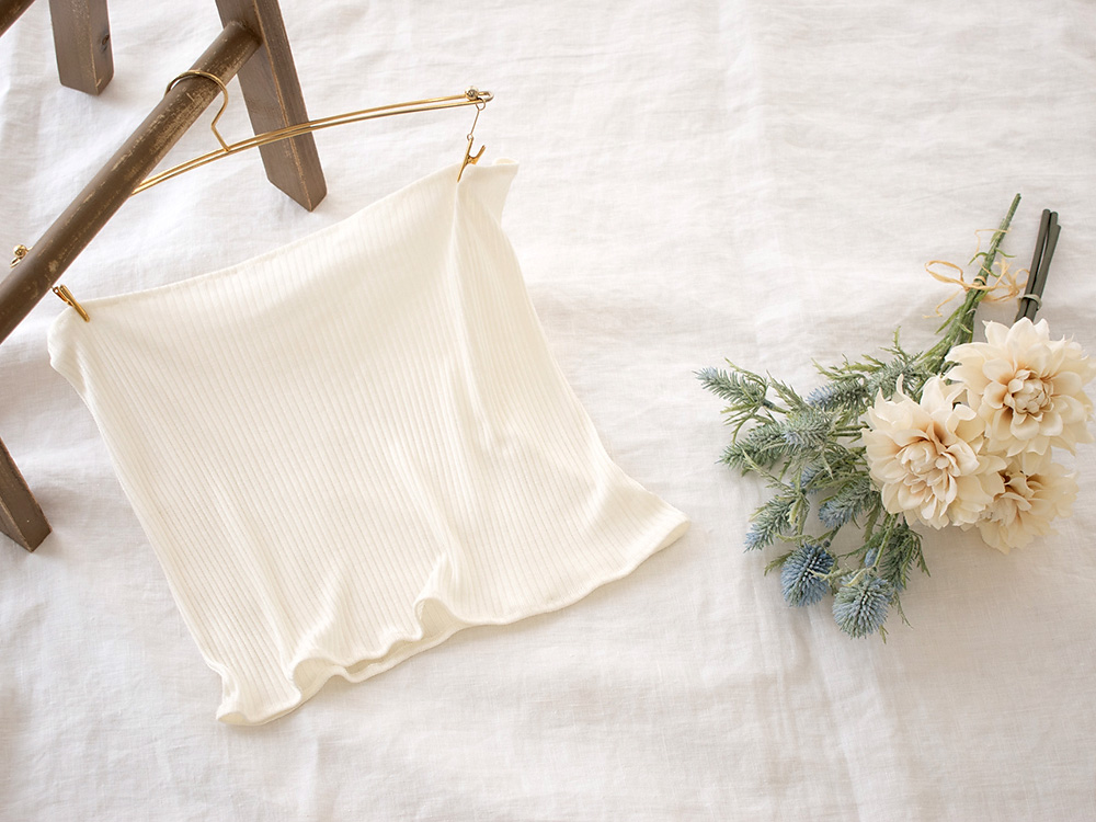 シルク100％ 薄テレコ ブラカバー 日本製 25cm ショート丈 ブラ下インナー 汗取り