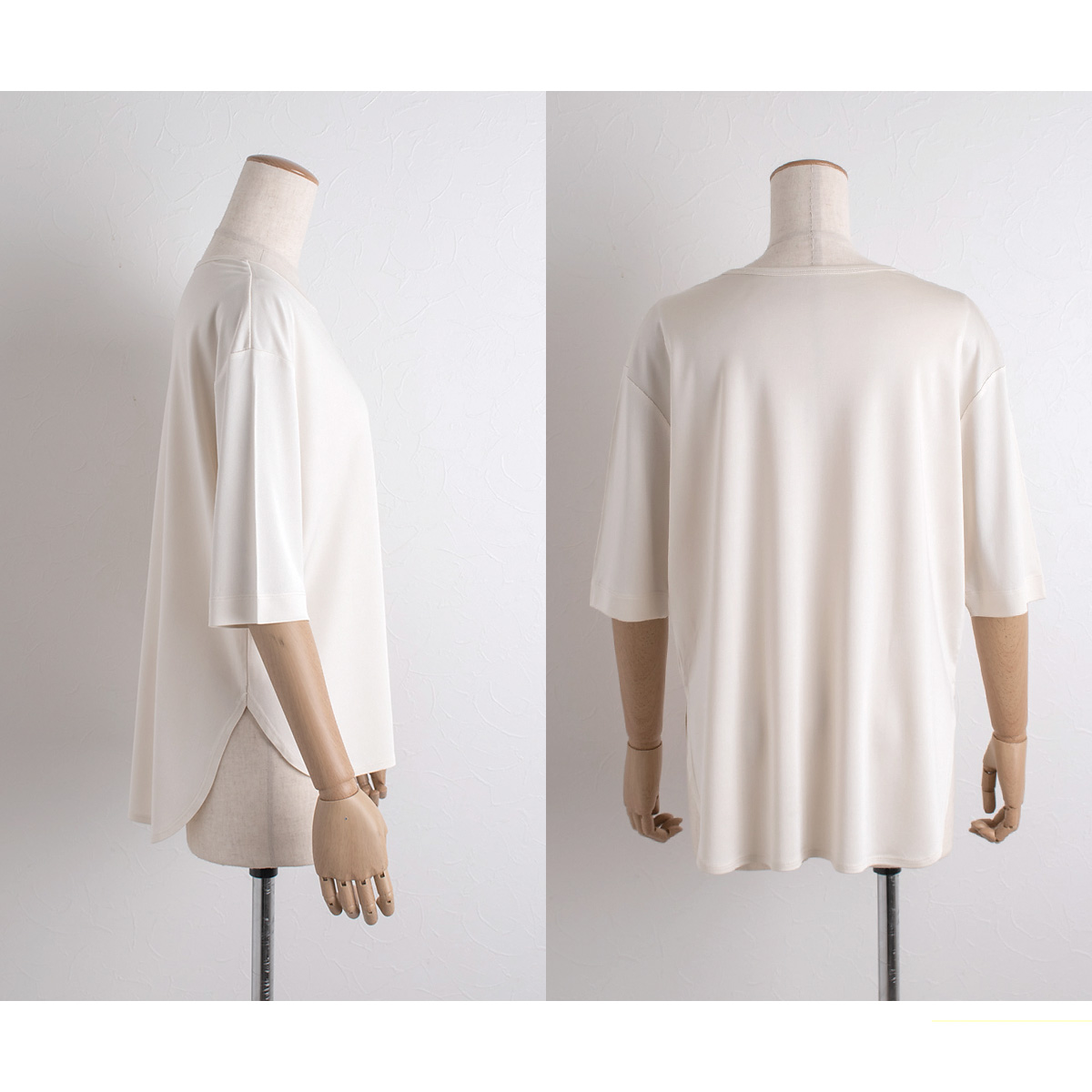 シルク100% 正絹スムース140g 五分袖トップス