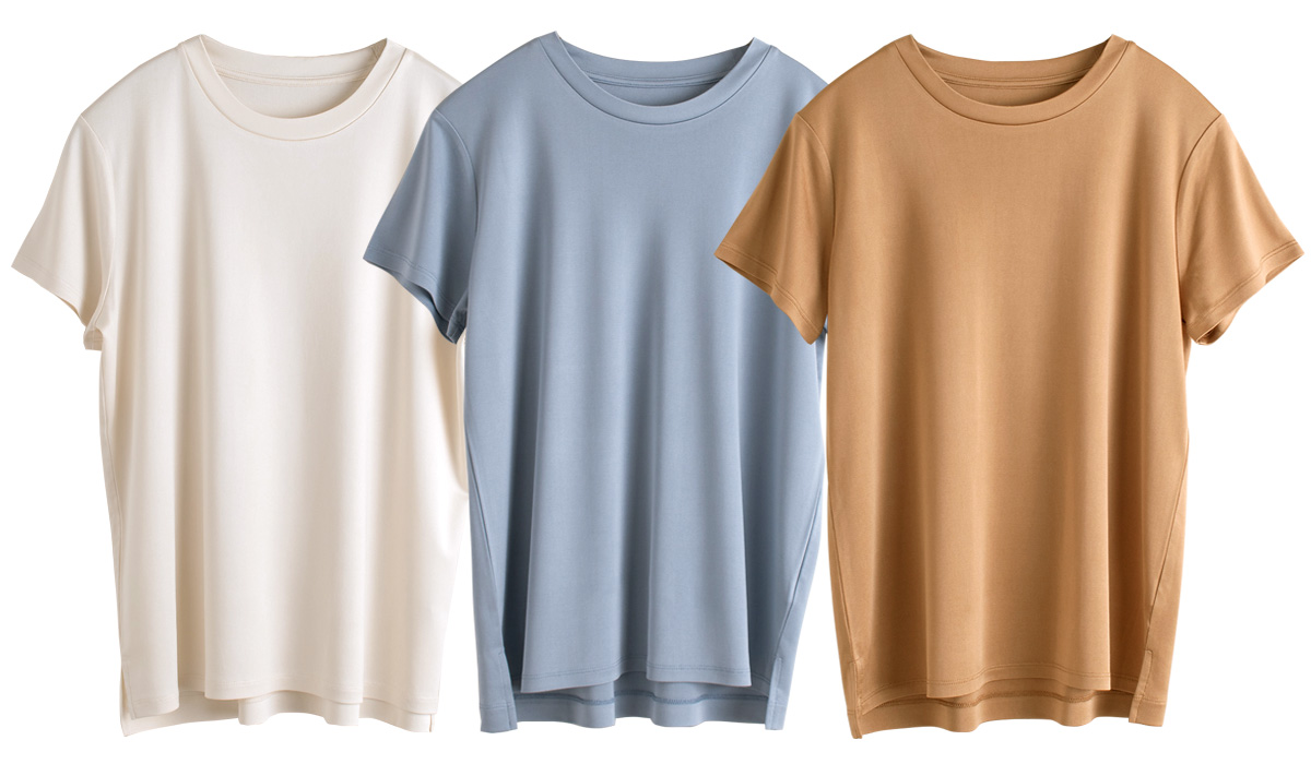 シルク100% 正絹スムース140g クルーネック 半袖トップス