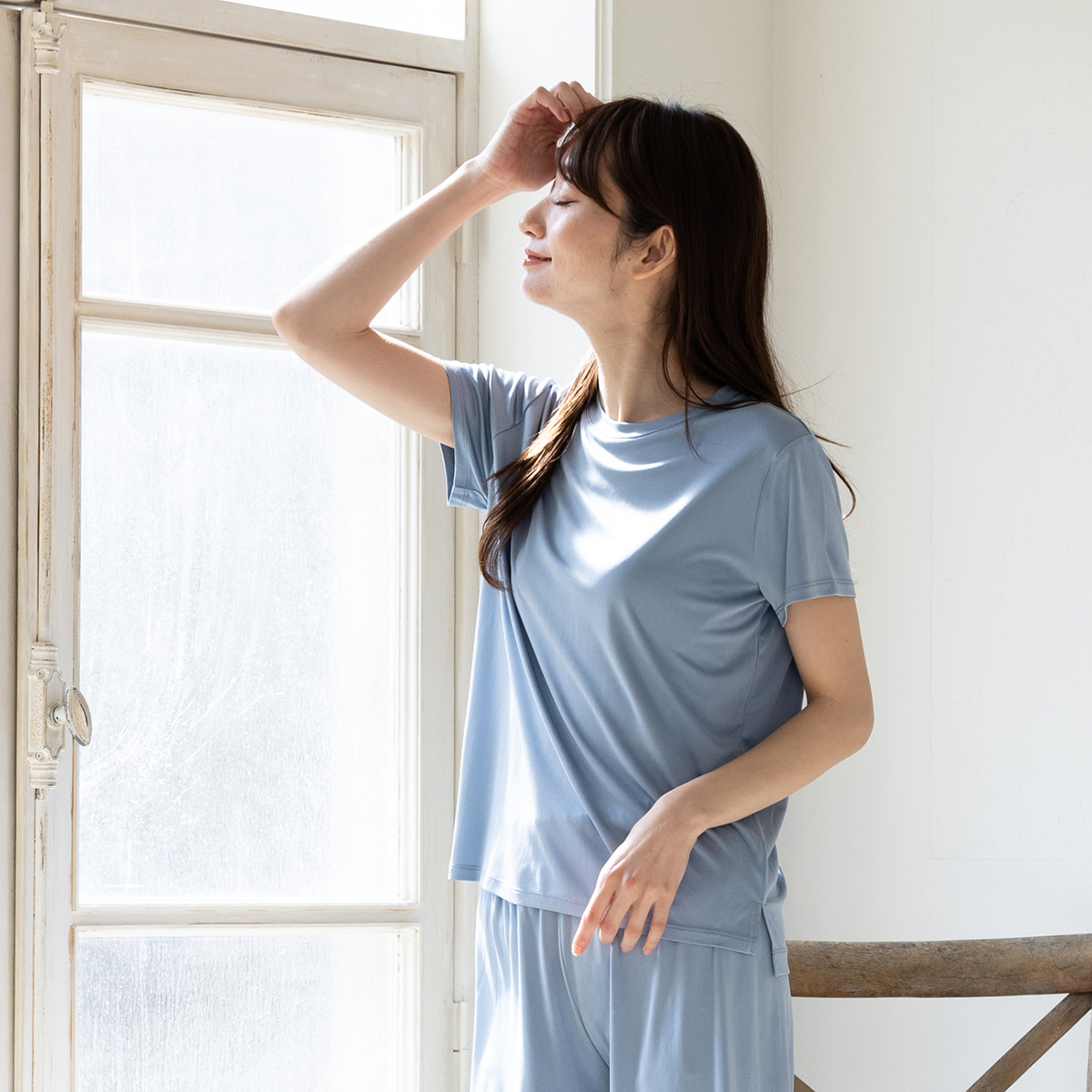 シルク100% 正絹スムース140g クルーネック 半袖トップス