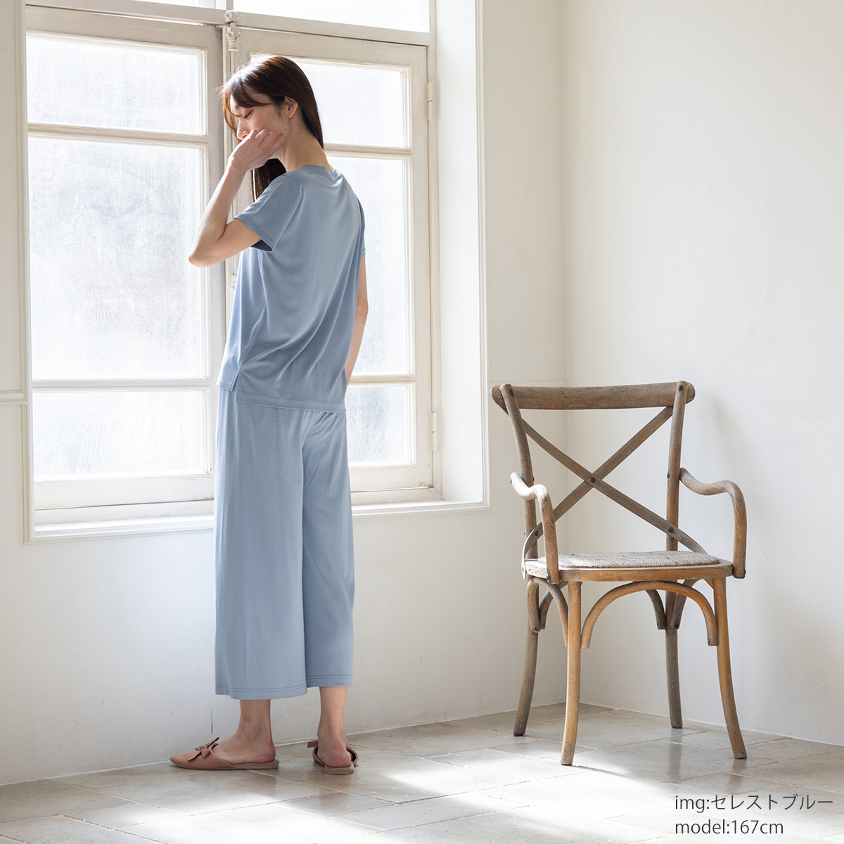 シルク100% 正絹スムース140g クルーネック 半袖トップス