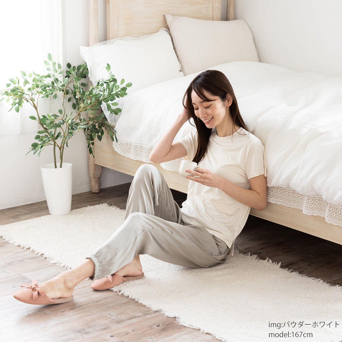 シルク100% 正絹スムース140g クルーネック 半袖トップス