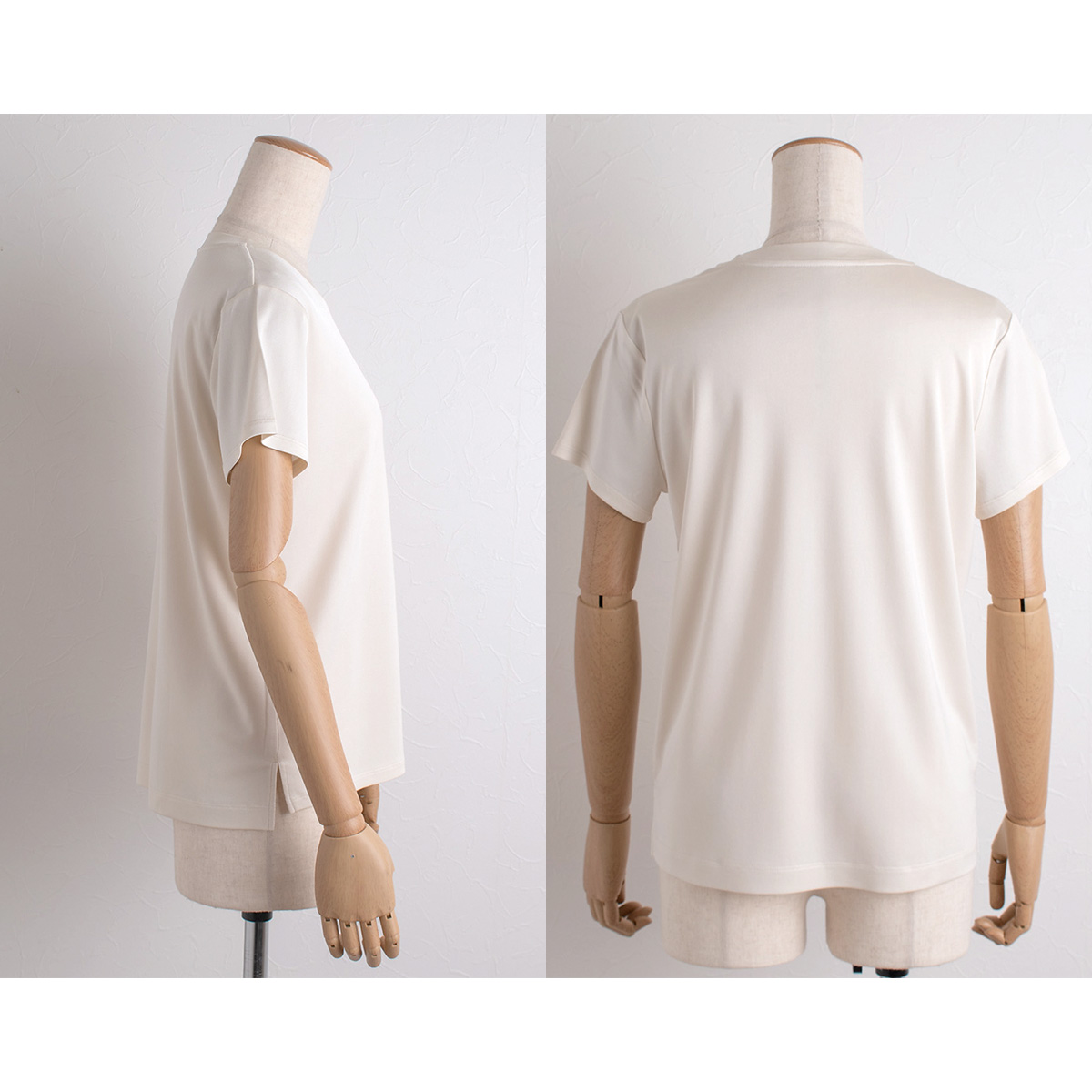 シルク100% 正絹スムース140g クルーネック 半袖トップス