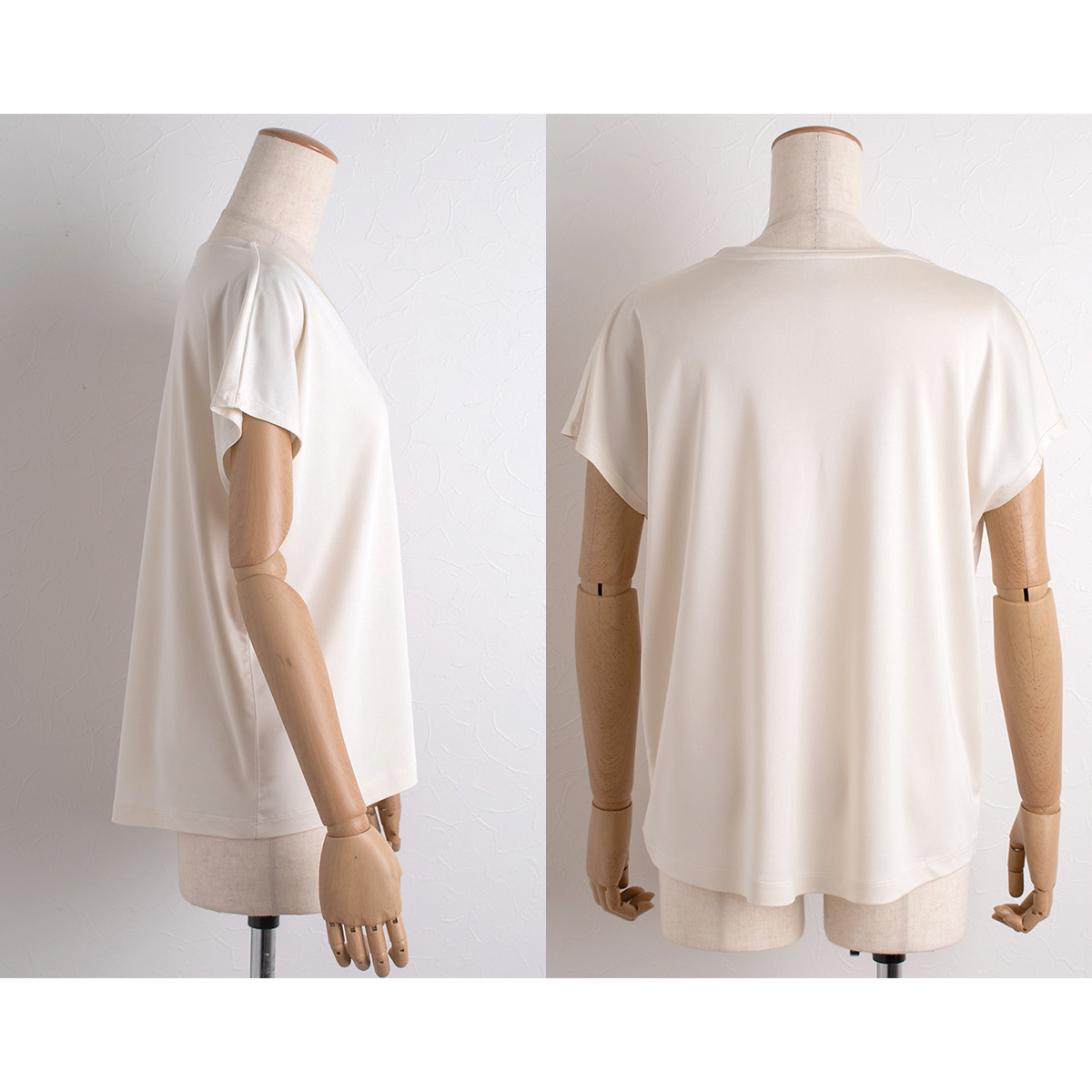 シルク100% 正絹スムース140g Vネック フレンチ袖トップス