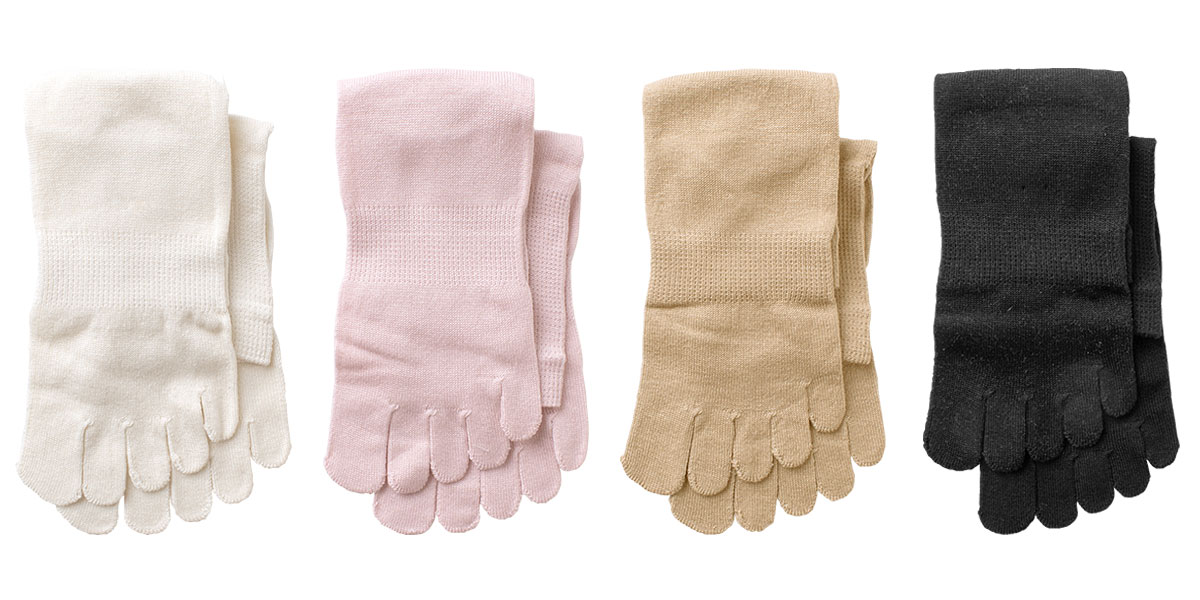 レディース シルク ５本指 靴下 ハイゲージ 婦人用