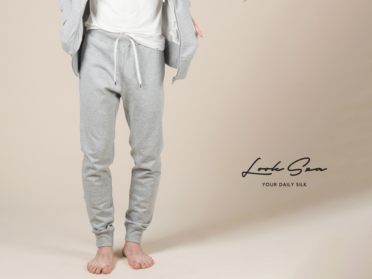 肌側シルク100%パイル スウェットパンツ 日本製 メンズ