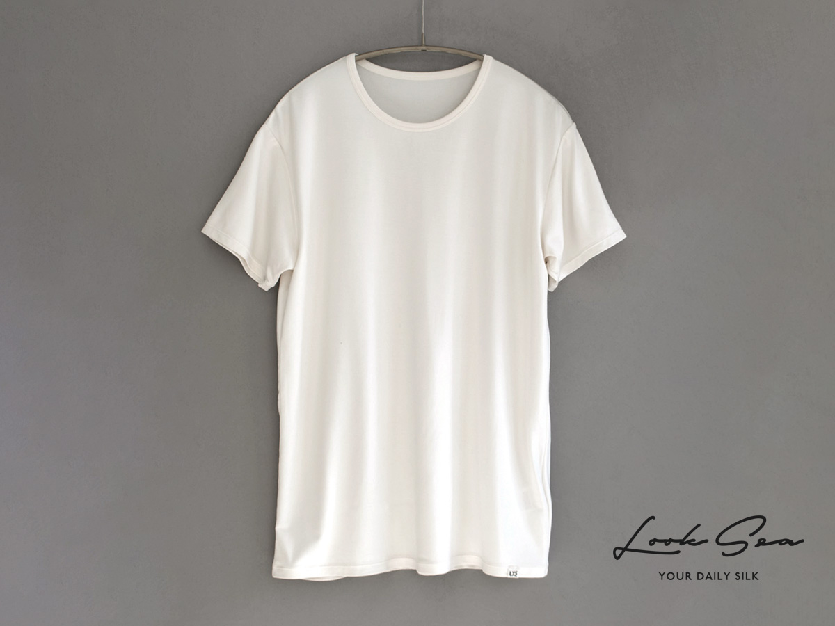 シルク メンズ 半袖インナー クルーネック 日本製