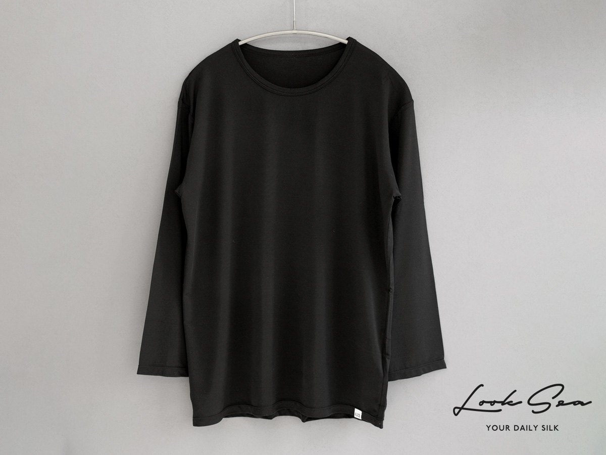 シルク メンズ 7分袖インナー クルーネック 日本製