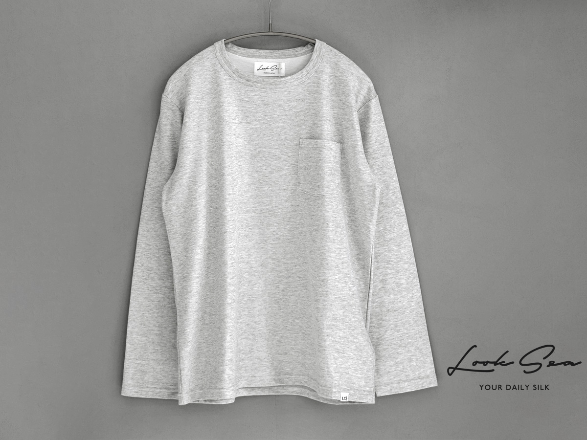 シルクコットン スムース クルーネック 長袖 Tシャツ 日本製 メンズ