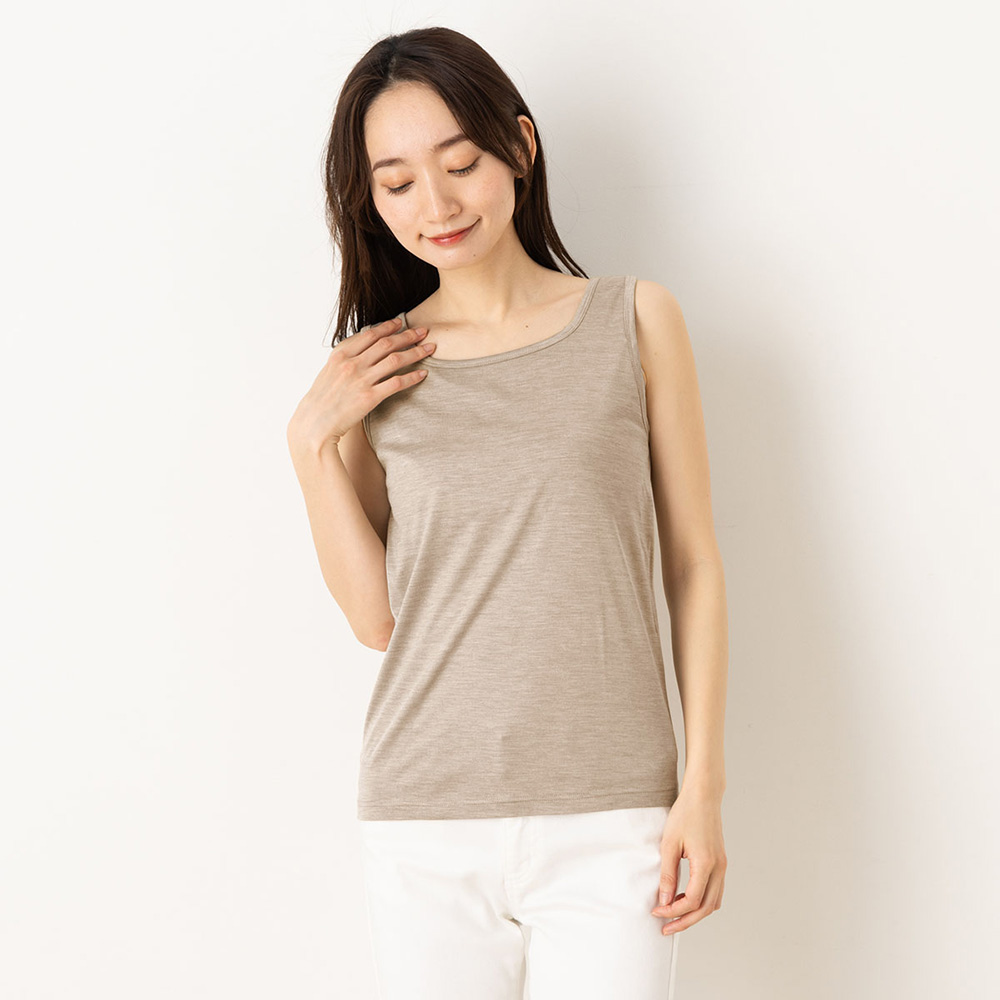 シルク100％ ソフトジャージー カップ付き タンクトップ 日本製 ゆるラク