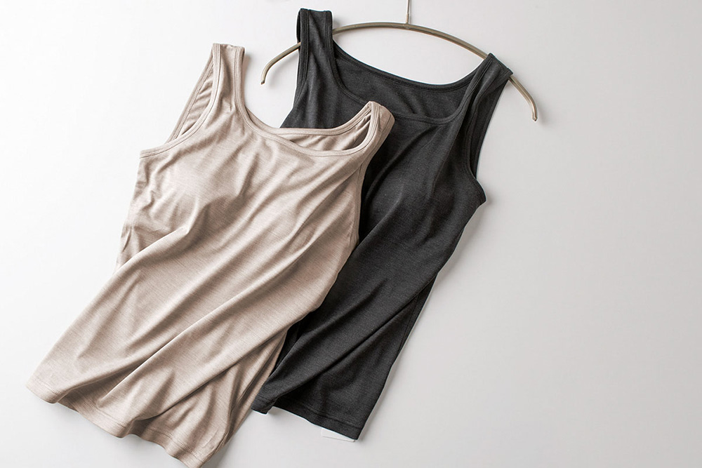 シルク100％ ソフトジャージー カップ付き タンクトップ 日本製 ゆるラク