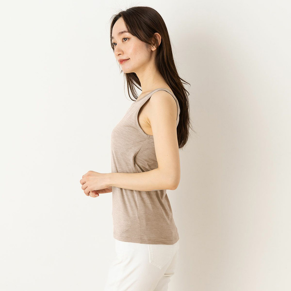 シルク100％ ソフトジャージー カップ付き タンクトップ 日本製 ゆるラク