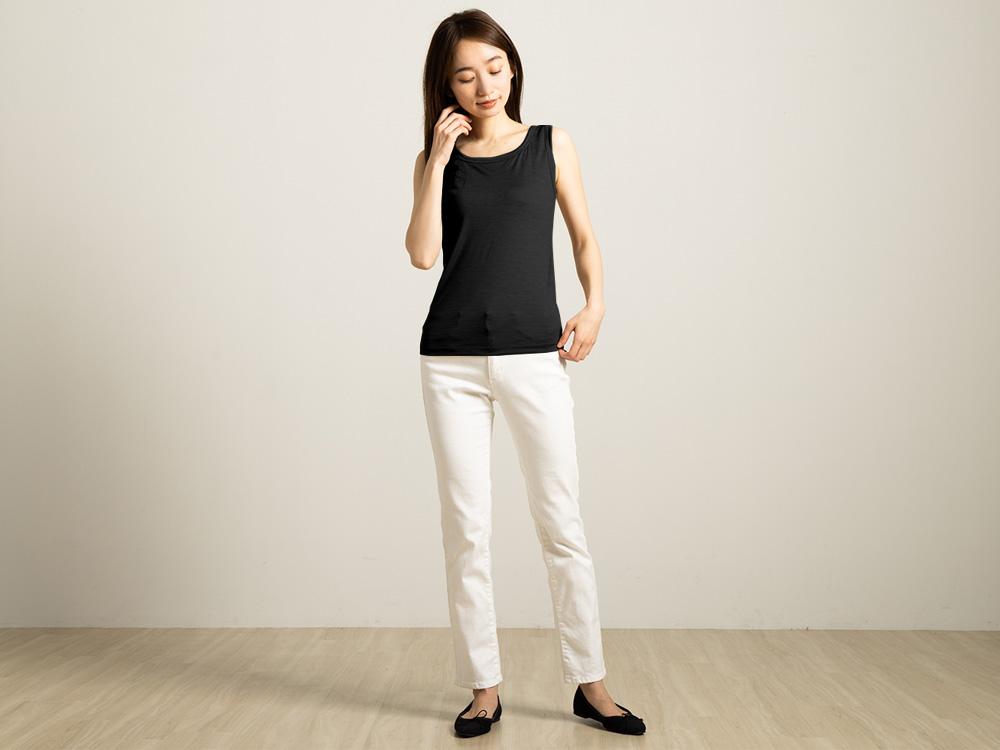 シルク100％ ジャージー カップ付き タンクトップ 日本製 ゆるラク