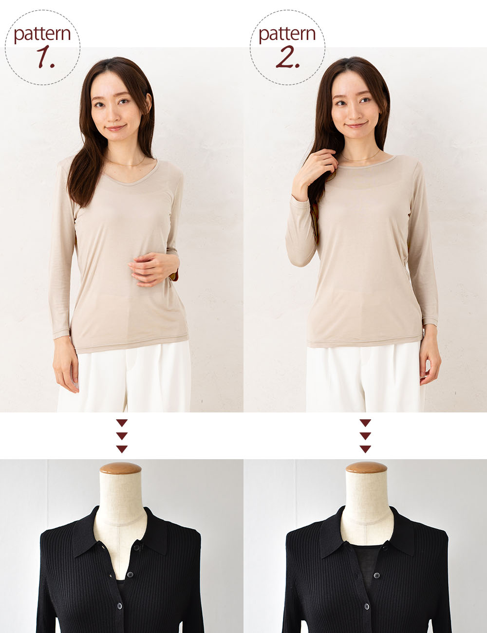 シルク100% インナー 長袖 2way仕様 日本製【ふわ肌シルク】