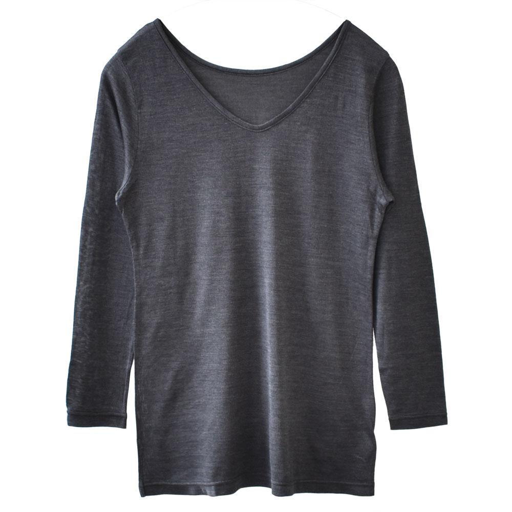 シルク100％ インナー長袖 2way仕様 日本製 