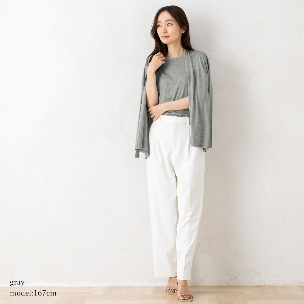 シルク100% ジャージー フレンチ袖 クルーネック Tシャツ 日本製