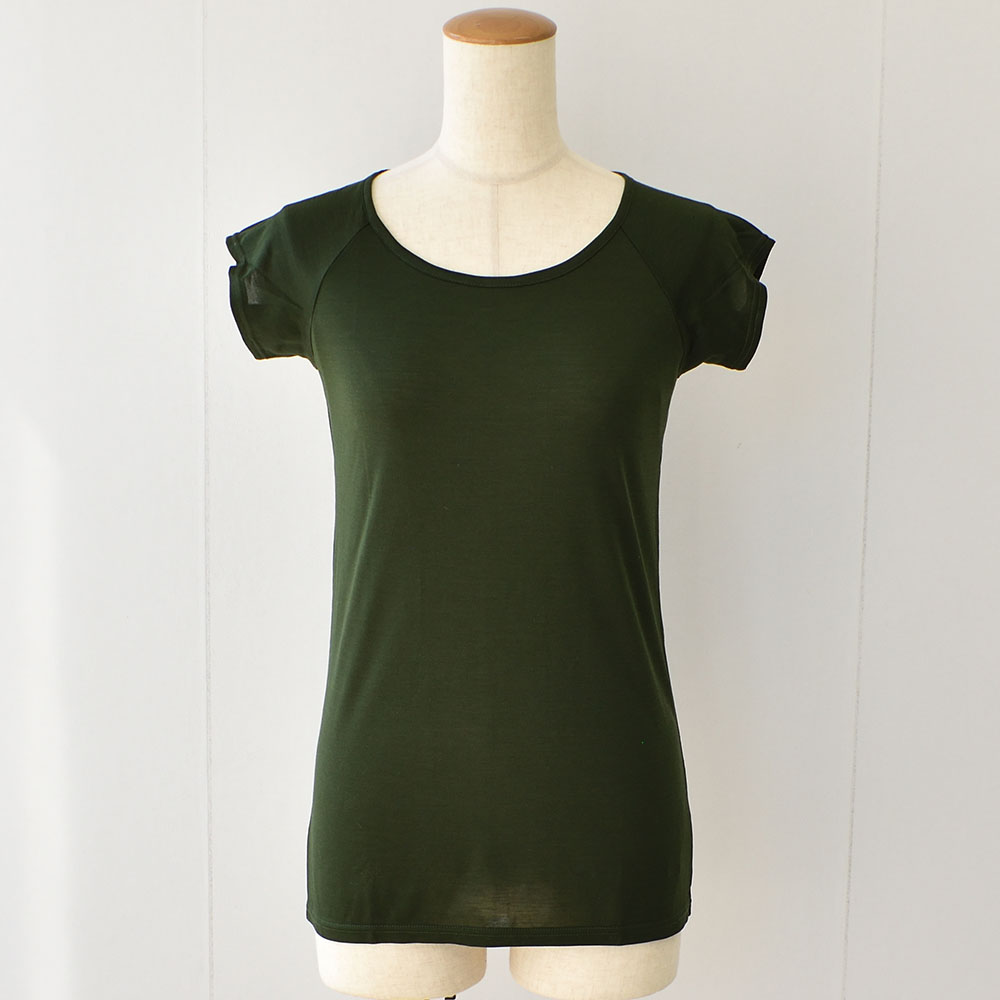 シルク100％ ジャージー 汗取りインナー フレンチ袖 日本製 襟ぐり小さめ