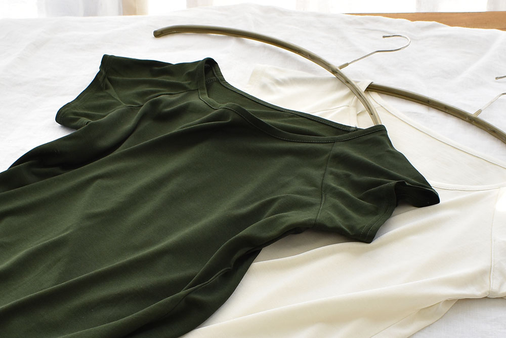 シルク100％ ジャージー 汗取りインナー フレンチ袖 日本製 襟ぐり小さめ