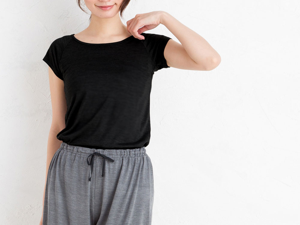 シルク100％ ジャージー 汗取りインナー フレンチ袖 日本製 襟ぐり小さめ