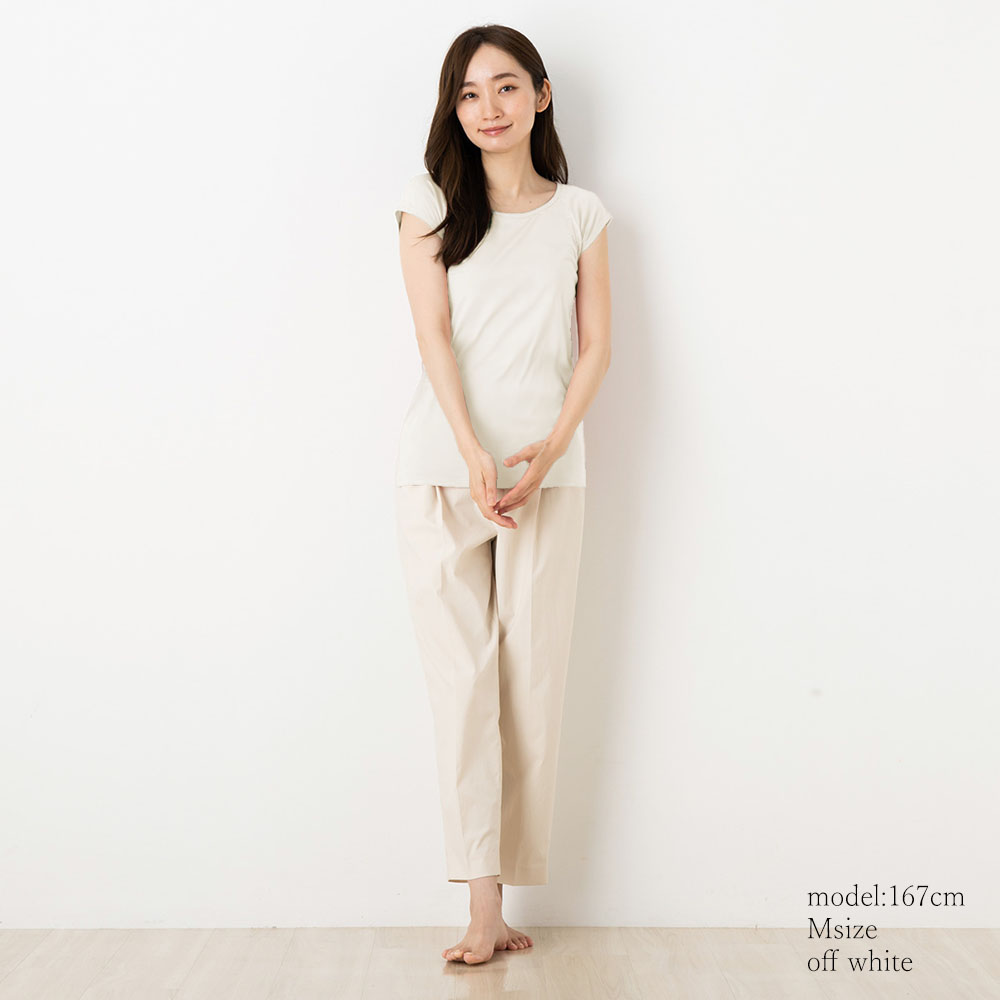 シルク100％ ジャージー 汗取りインナー フレンチ袖 日本製 襟ぐり小さめ